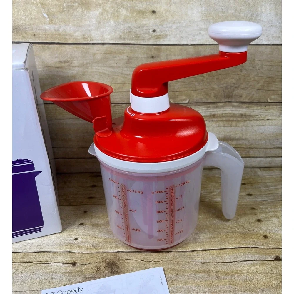 Tupperware EZ Speedy Manual Whip N Mix Funnel Chili Red NEW Box‎